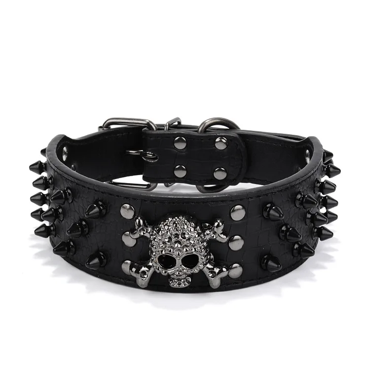 

gun black rivet pet collar anti-bite PU leather dog collar Halloween pet supplies