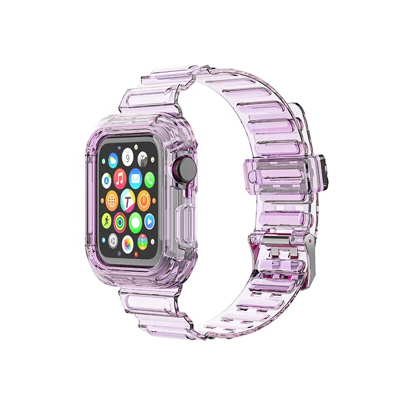 

High Quality TPU Transparent Silicone Strap For Apple Watch Case And Band Mate Apple Watch Band Clear Rubber for iwatch 38/44mm