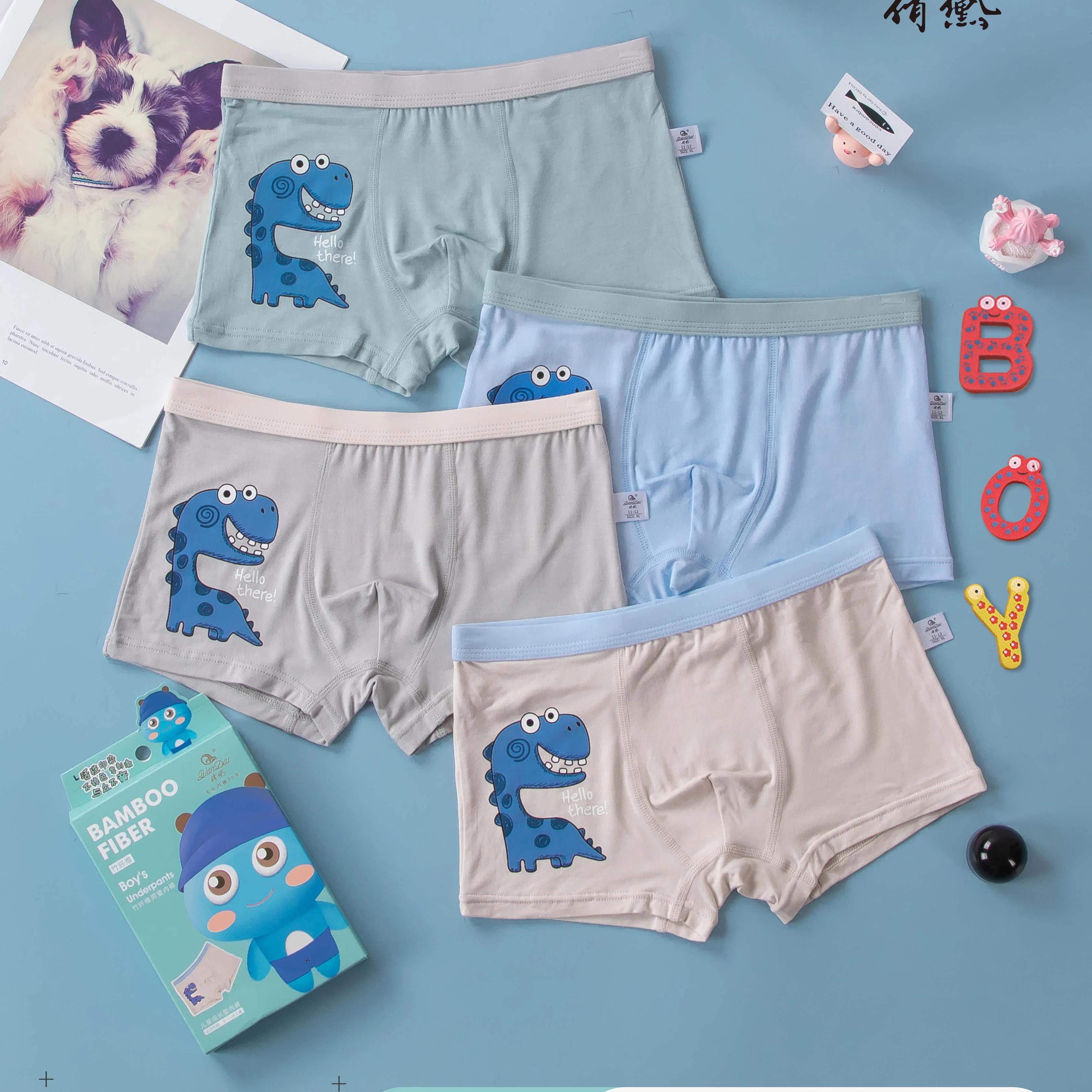 

Boy's bamboo charcoal fiber underwear kids baby boys underwear reactive printing