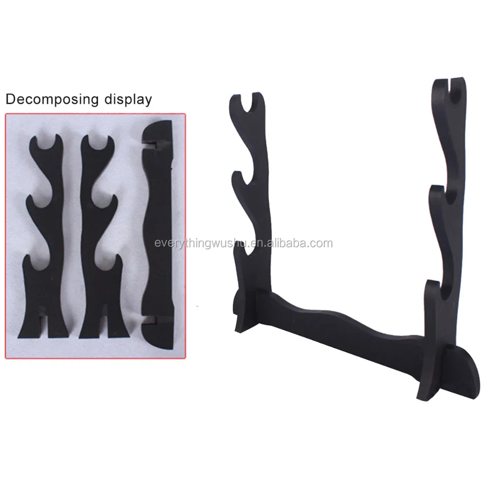 Black Wood Wall Mount Samurai Sword Katana Holder Stand Hanger Bracket Rack Display 1/2/3 Layer 4.9