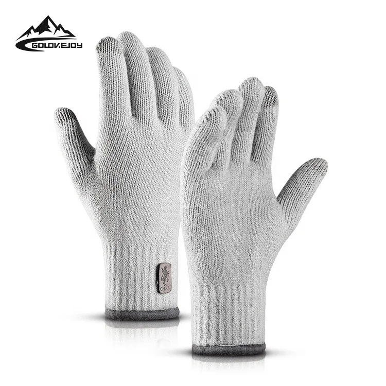 

GOLOVEJOY DZ20 Soft Full Finger Japanese And Korean Style Knitting Touch Screen Men gloves soft driving Cycling Glove, Has 4 colors