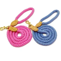 

Hot sale Cotton Rope Leash Solid Rope Dog Leashes Handmade Leather seam accessories OEM low price