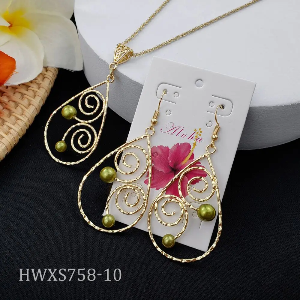 

hawaiian jewelry fashion Women Gift Pearl Necklace Jewelry set