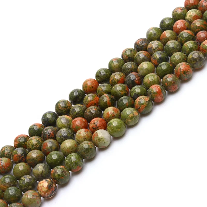 

XYF Jewelry Wholesale Price 4mm 6mm 8mm 10mm 12mm Round Unakite Beads for Jewelry Making, Picture