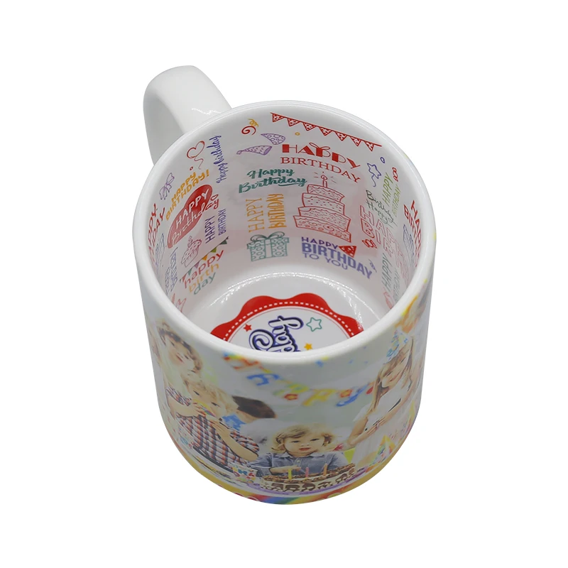 Custom Logo Birthday Theme Promotional Gift Ceramic White Blank 11oz Sublimation Mug Coffee Mugs Blank Surface Inner Printed