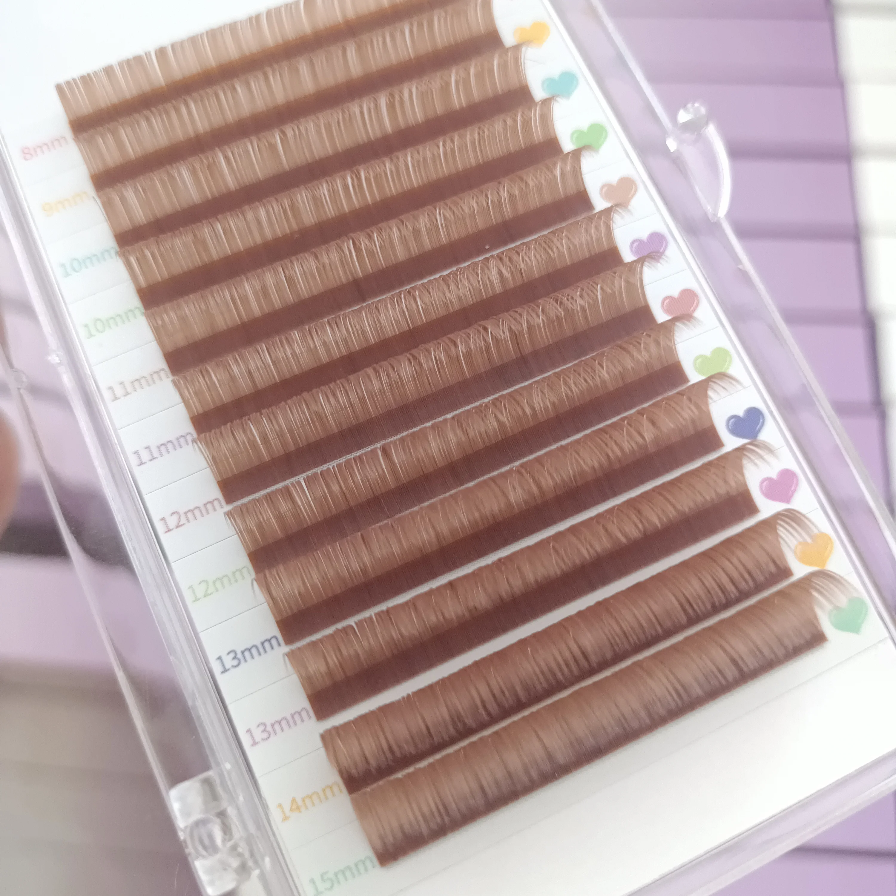 NEW Hot Selling Soft Korean PBT Fiber Brown Lash Extenesion Trays Dark Brown Volume Lashes Extensions 0.15 Flat Classic Lash