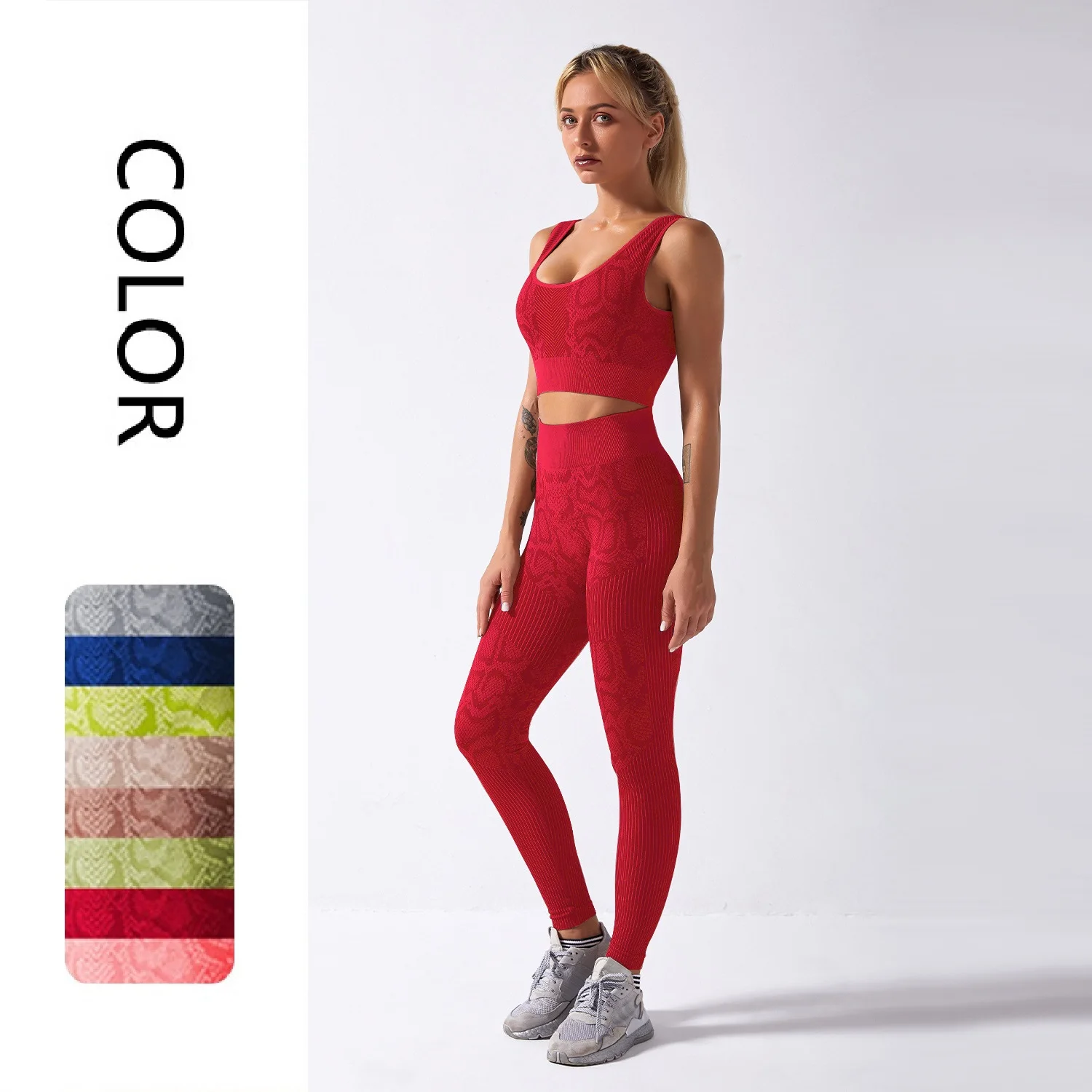 

BBSY018 Fashion snake pattern women sportswear sexy fitness yoga set