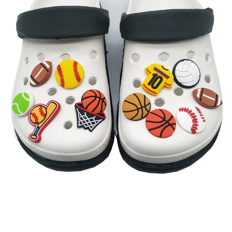 

The ball series shoe charms custom croc football basketball shoes charms ragby decoration for wholesale baseball Via DHL/Fedex