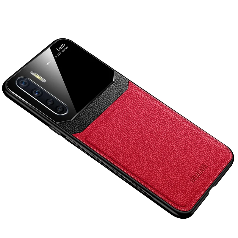 

F15 Case Leather PC Retro Shockproof Hard Back for OPPO F15 Phone Case