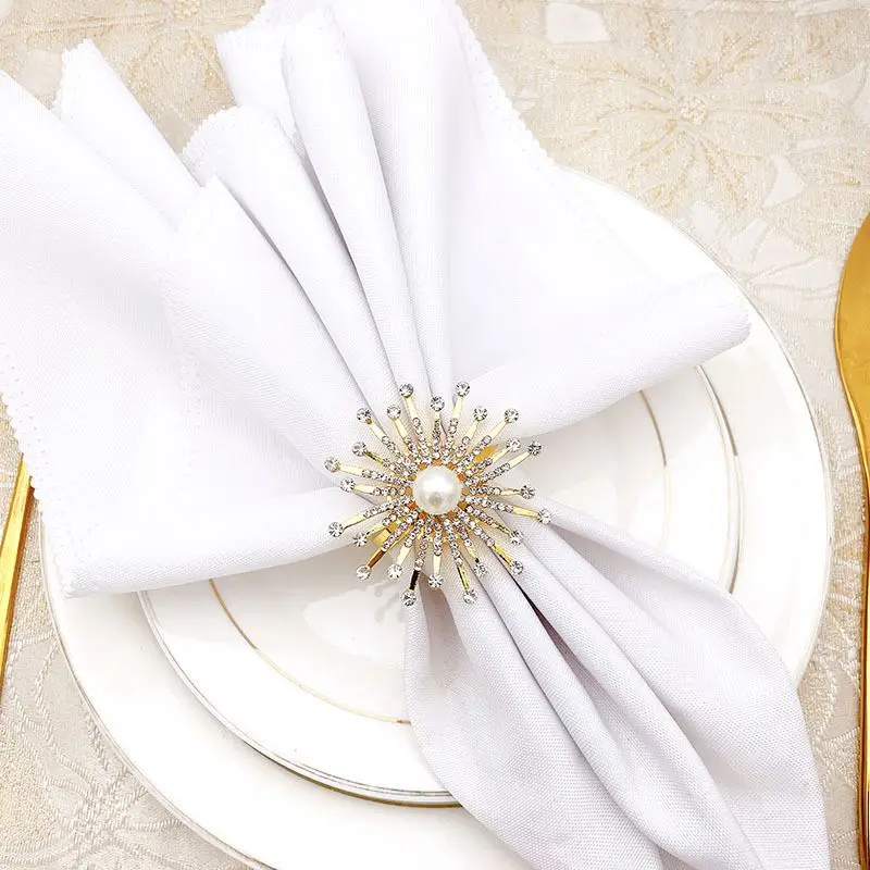 

Crystal napkin ring champagne flower hotel dining-table decoration napkin ring model room diamond napkin ring