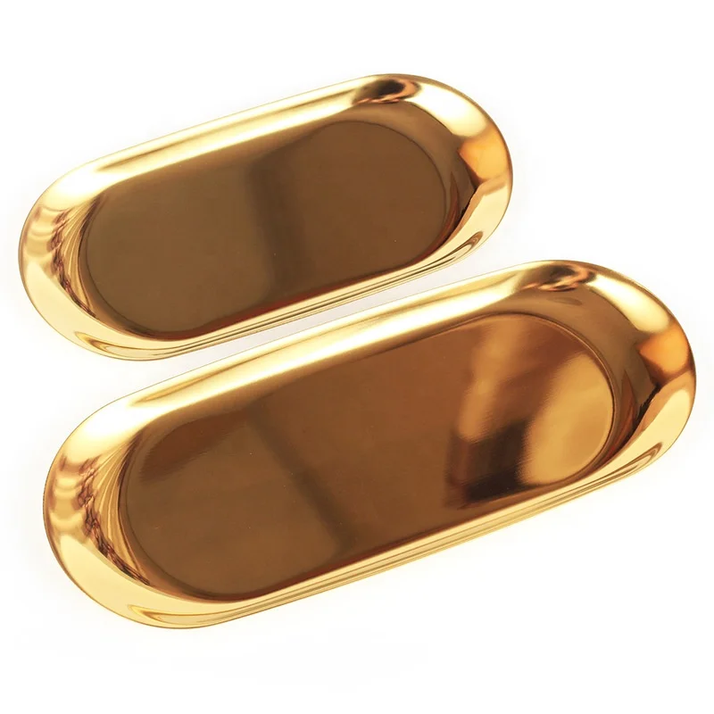Nordic Style Gold Stainless Steel Storage Trays 180mm Europe Snack Foods Plate Dish MP-01