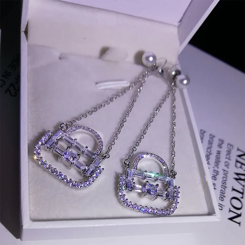 

Fashion Jewelry KYED0475 Platinum Plated Korean style Shine 3A Zircon Bag Shape Earring for Women