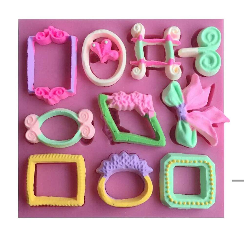 

New 3D fine Frame bows lace chocolate wedding cake decorating tools DIY baking fondant silicone mold, As shown