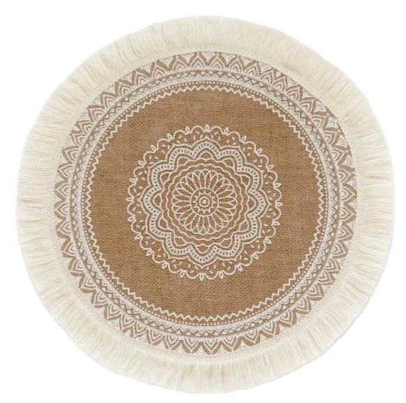 

Round boho macrame Linen Jute table placemats