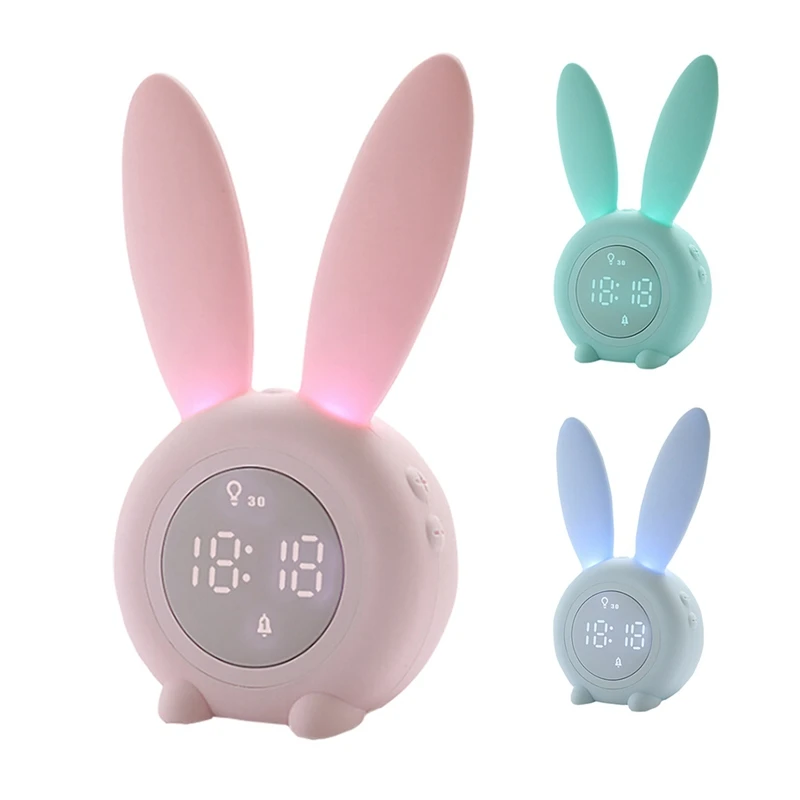 

Electronic LED Display Bunny Ear Cute Rabbit Night Lamp LED Digital Alarm Clock, Colorful