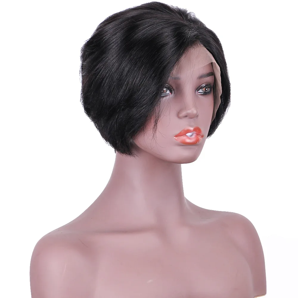 

Private Label Hot Sale Pixie Lace Frontal Wig Black Human Hair 100% Hand Made Human Hair Wigs Full Lace Human Hair Wig