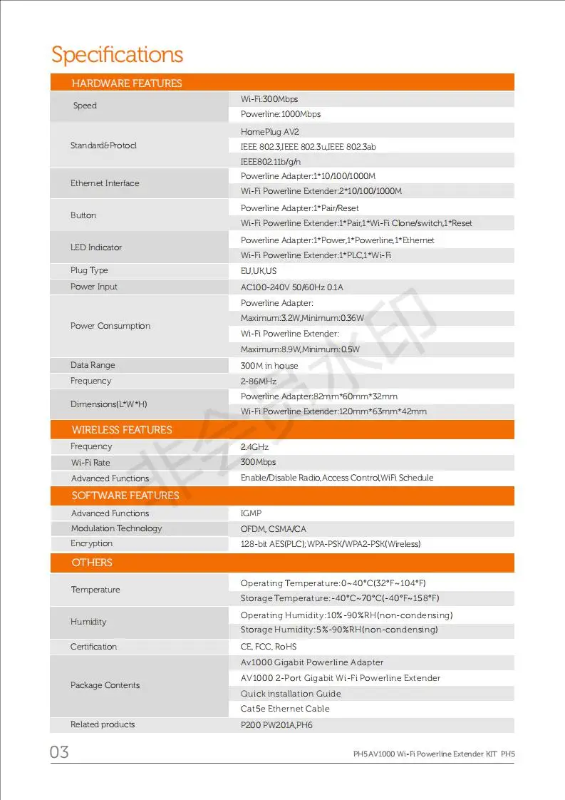 Tenda PH5 1000Mbps KIT Gigabit Power line Adapter Powerline Network Adapter home plug powerline adapter