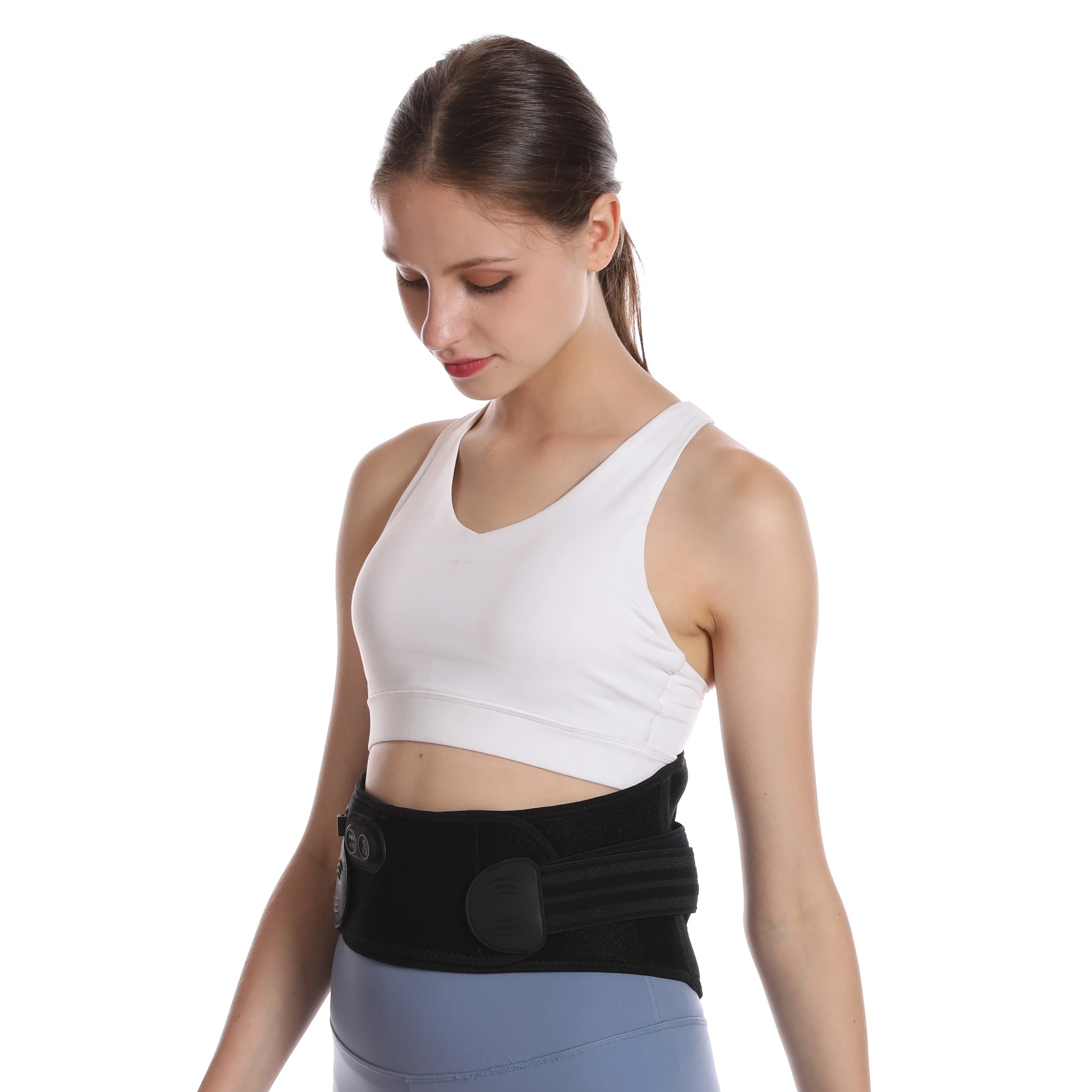 

Heating massager physiothrapy waist belt Electric waist warm belt far infrared waist massage belt, Black/pink oem