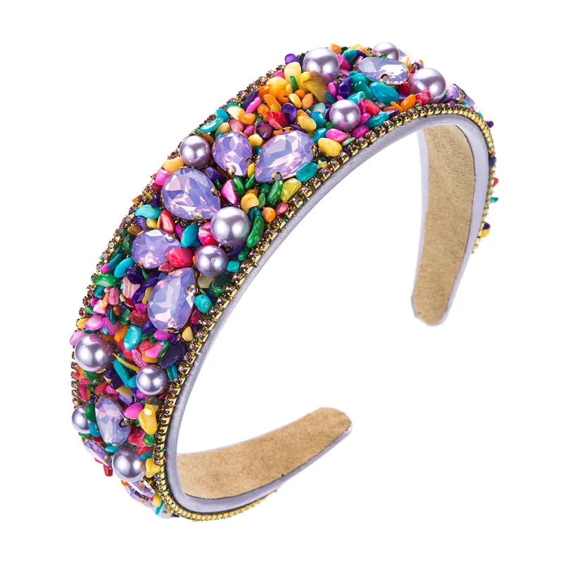 

Full Diamond Sponge Broadside Turquoise Hair Hoop Hairbands Bling Crystal Rhinestone Baroque Headband Hair Accessories For Women