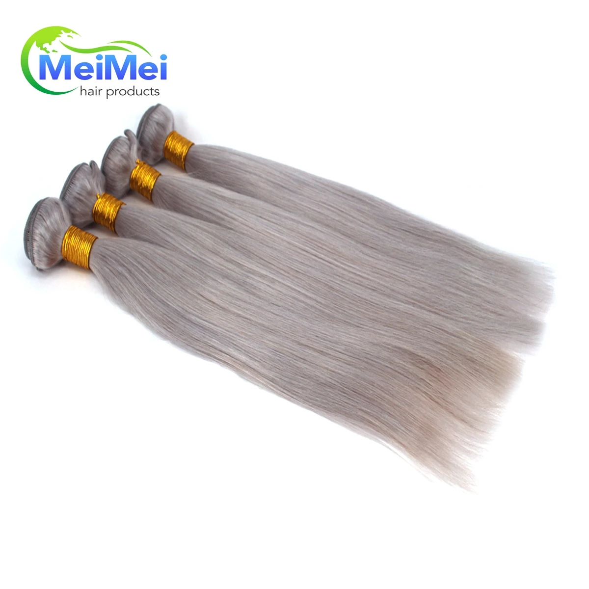

Top Silver Bundles With Closure Grey virgin raw Human Hair extensions Weaving For Braiding