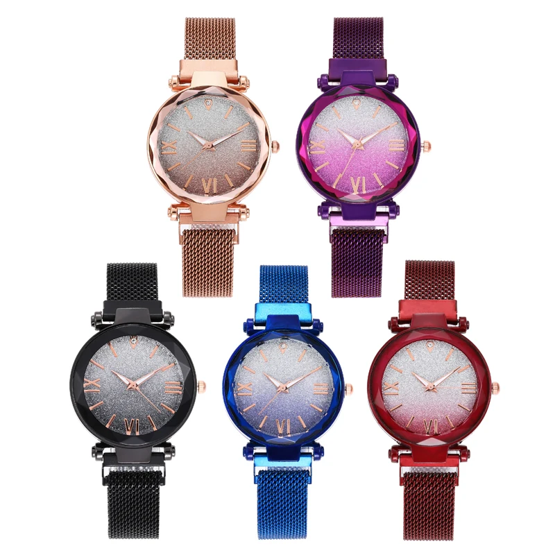 

YT006 Luxury Magnetic Ladies Watches Mesh Band Roman Quartz Women Watch Female Wristwatch Hours Clock