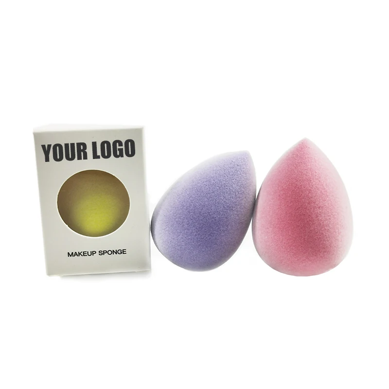 

Custom Logo Beauty Makeup Blending Blender Window Box Velour Makeup Sponge Pink Purple Red Blue Latex Free Vegan Cruelty Free