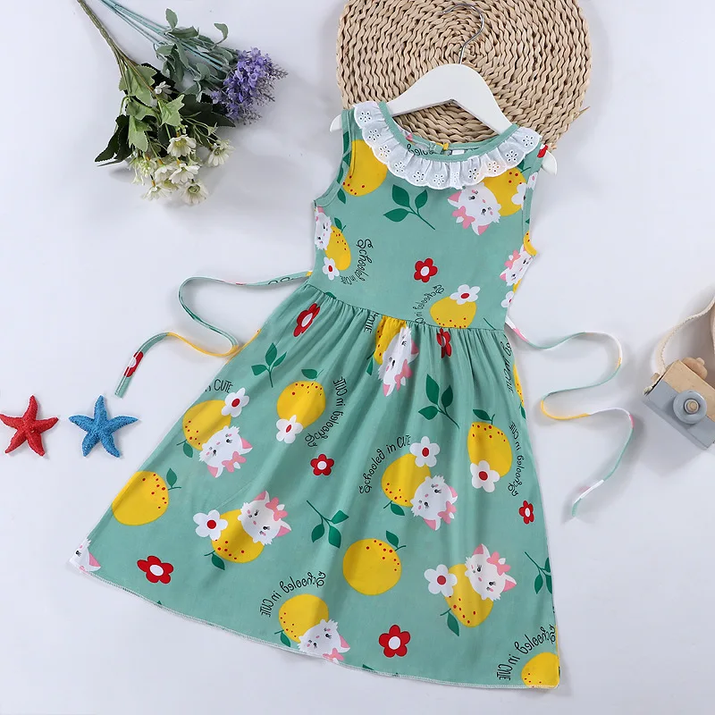 

Children's clothing spring/summer 2021 new girls dress rainbow print vest skirt