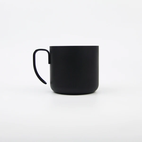 

2020 New Style 400ml metal black coffee mug stainless steel thermo cup camping mug with handle, Customized color