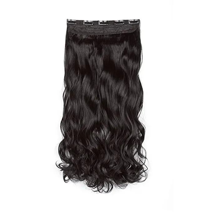 

18" 1-pack 3/4 Full Head Curly Wave Clips in on human Hair Extensions Hair pieces for Women 5 Clips 140g Per Piece