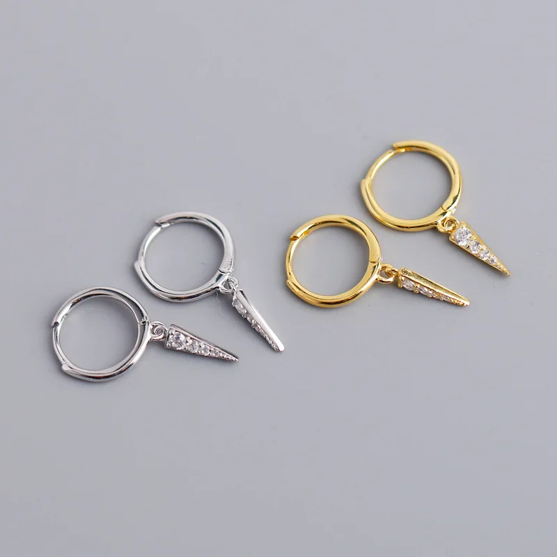 

Minimalist Korean s925 sterling silver earrings for women zircon geometric personality triangular earrings (SK1147), As picture