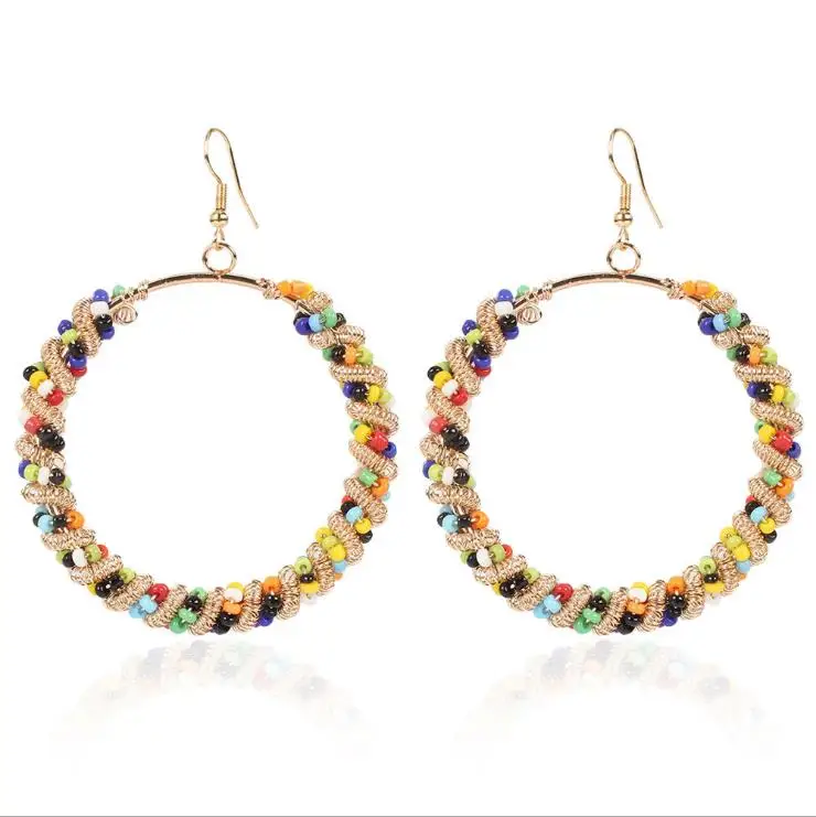 

New Fashion Alloy Gold Plated Temperament Wild Big Circle Five Star Heart Glitter Hoop Earrings For Women Jewelry