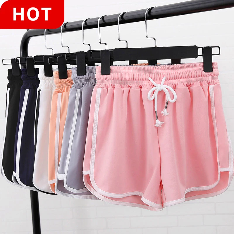 

Wholesale Drawstring High Waist Summer Female Sports Jogger Gym Women Shorts, Light blue, black