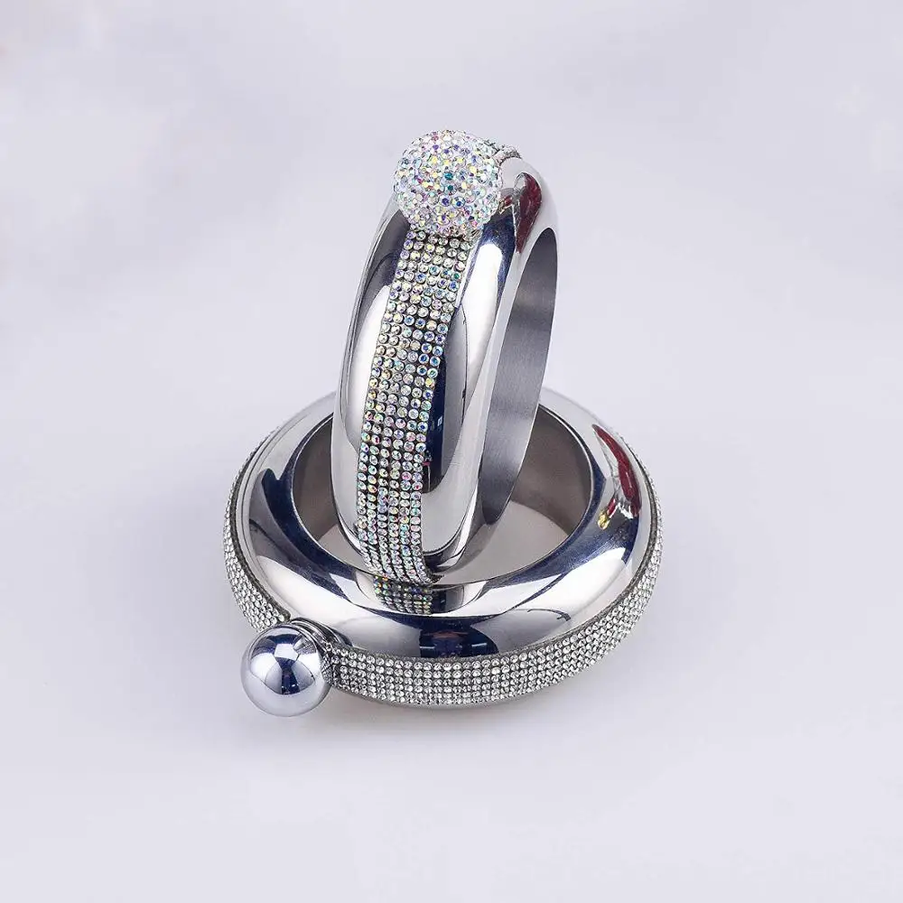 

High Quality 3.5oz Stainless Steel Diamond Embroidered Women Hip Flask Liquor, Customzied color