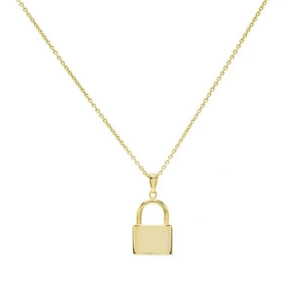 

Wholesale 18K Gold Vermeil Vintage Dhiny Lock Pendant Ddainty Choker Necklace for Women 925 Sterling Silver Jewelry Gift