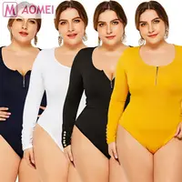 

DO908109 2020 sexy autumn Slim Fit Long Sleeve Solid Color Sexy Women sexy plus size Bodysuit Tops