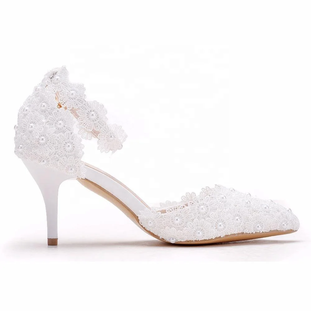 

Fashion White Bridal Shoes High Heel Shoes Wedding Ladies Bridal Shoes, White/pink