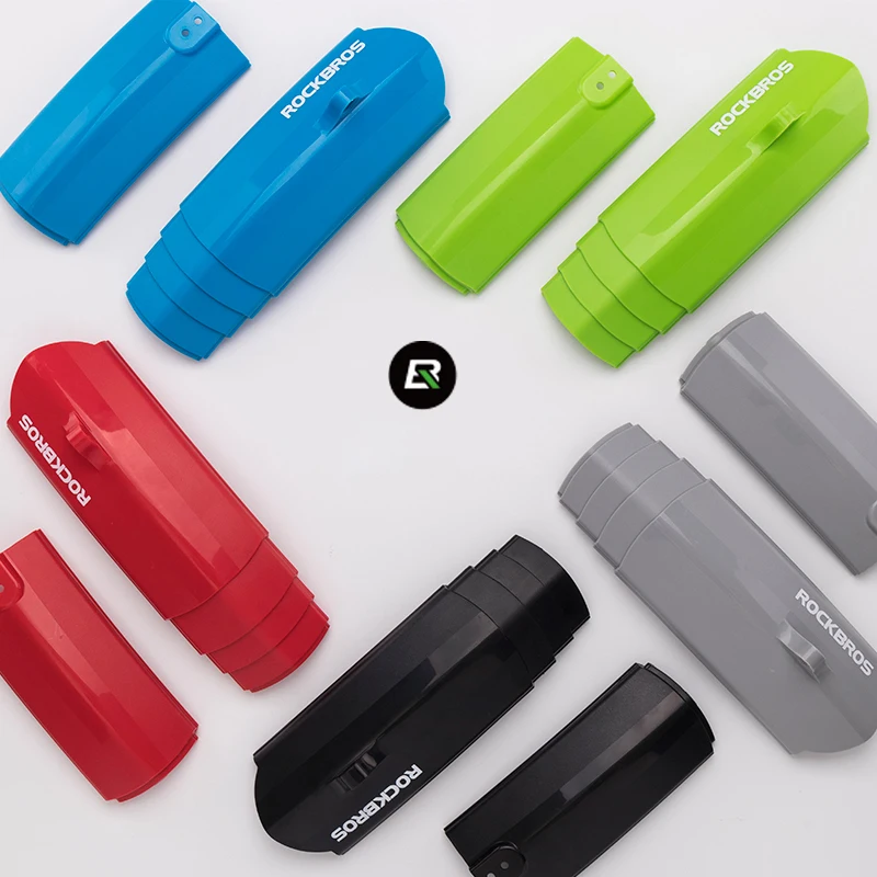 

ROCKBROS Rubber Colorful Front and Rear Bicycle Mudguard Foldable Bike Mudguard with LED Tail Light, Black, blue, red, grey, green