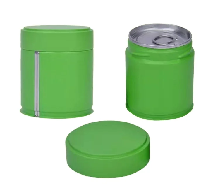 

Custom empty luxury food grade coffee ring pull can packaging screw top round tea caddy cans airtight metal tea cans