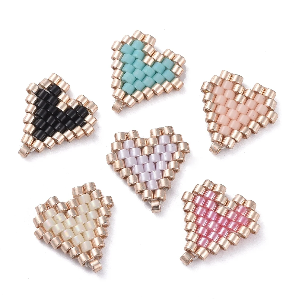 

PandaHall Heart Handmade Japanese Loom Pattern Seed Beads Pendants, Mixed color