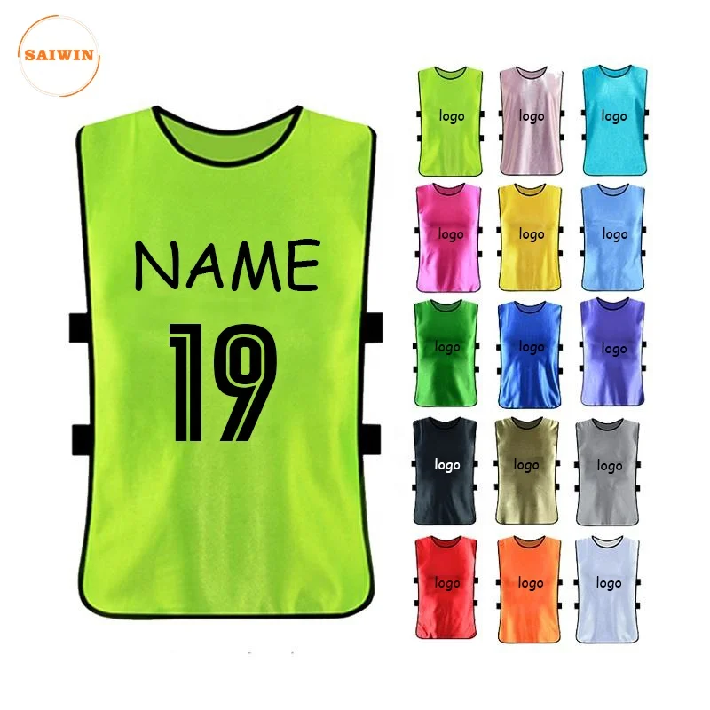 custom soccer Sports Training Bibs breathable pinnies soccer vest Mesh Football Training Vest football Bibs with belt