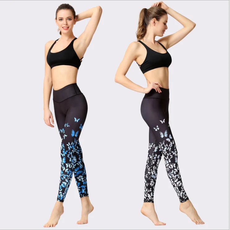

Plush Elastic Legging Chinese Stylish Butterfly Printed High Waist Leggings