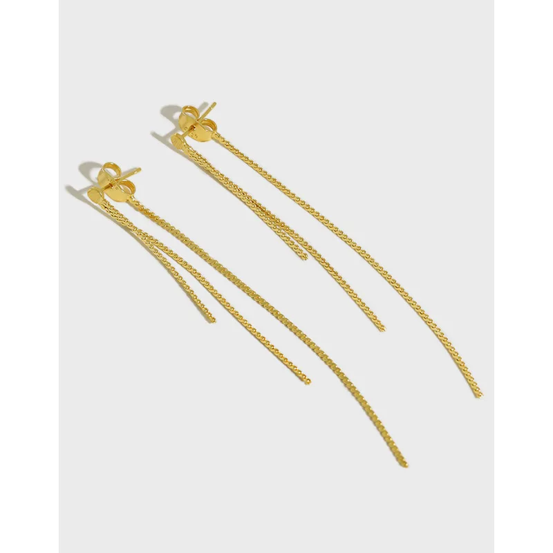 

Danyang S925 Sterling Silver Earrings 18k Gold Platinum Long Tassel Chain Earrings for Women Jewelry