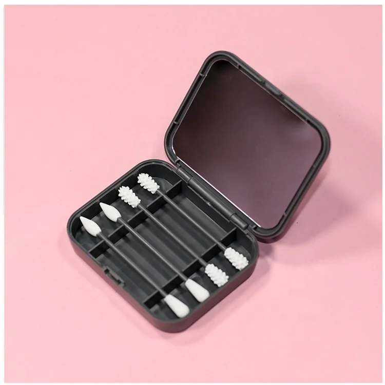 

New Design 4pcs Per Box Portable Double-headed Reusable Ear Stick Custom Makeup Silicone Cotton Swab, 5 colors