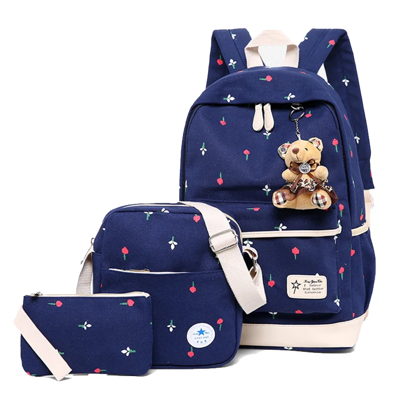 
Hot sale star pattern nice water resistant 3 pieces student shoulders bag back to school bags backpack set for girl 