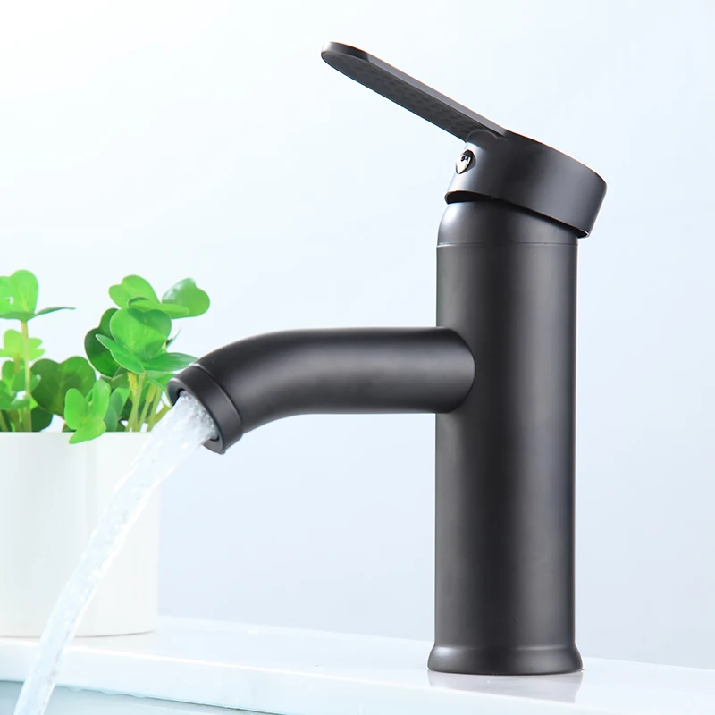 
black faucet Stainless Steel lavatory faucets for bathroom Single Hole water mixer tap bathroom basin faucet 