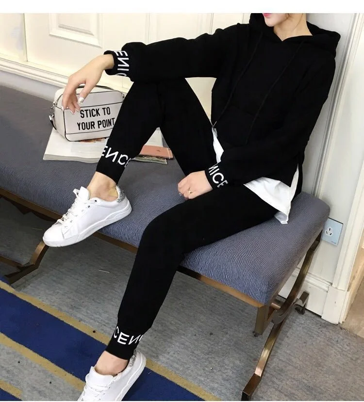 

Spring and autumn new womem clothing fashion casual women sportswear set Korean version of oversize t-shirt loose two-piece set