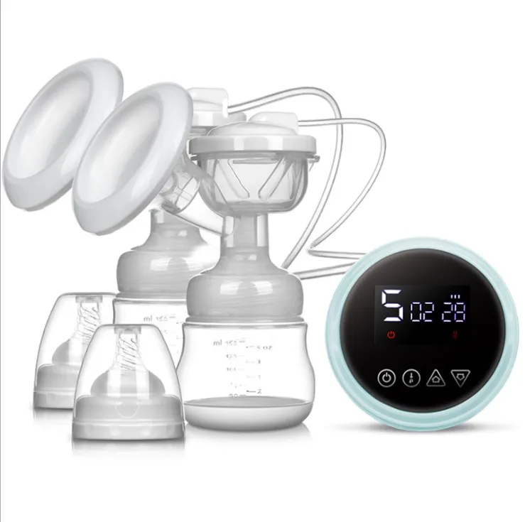 

Automatic silicone double bottle milk nipple breastfeeding pump, Blue, pink