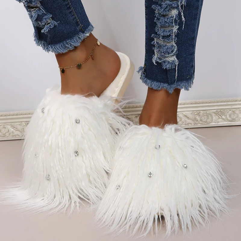 

Woolen Sheep Wool Fur House Slides Slippers Slides Famous Brand Luxury Indoors Outdoor Winter for Woman Fashion Leather Summer, Customized color