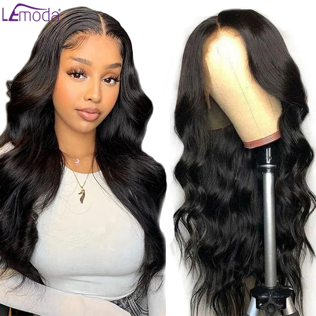 

Lemoda Free Shipping 250% Density Body Wave Wigs 100% Virgin Brazilian Human Hair Wigs 13x6 HD Transparent Lace Front Wig, Natural color lace wig