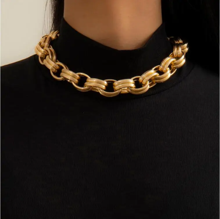 

New Fashion Gold Color Punk Vintage Necklaces Thick Chain Pearl cross Pendants choker mom Necklaces set Women Jewelry Wholesale